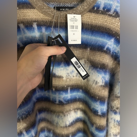 Amiri bleached Stripe Alpaca , mohair&wool blend sweater size M - Picture 7 of 9